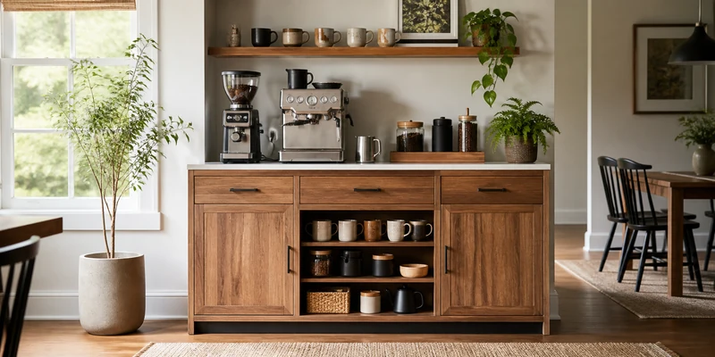 Home coffee bar cabinet