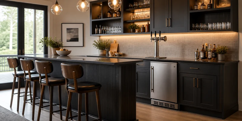 Home bar kegerator with draft taps