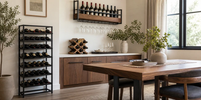 Dining room with wine racks and bottle storage
